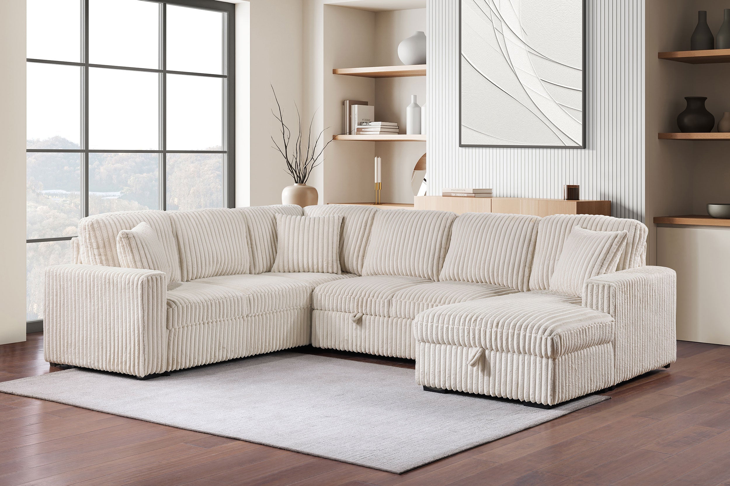 Devonshire Sleeper Sectional Sofa Storage Chaise