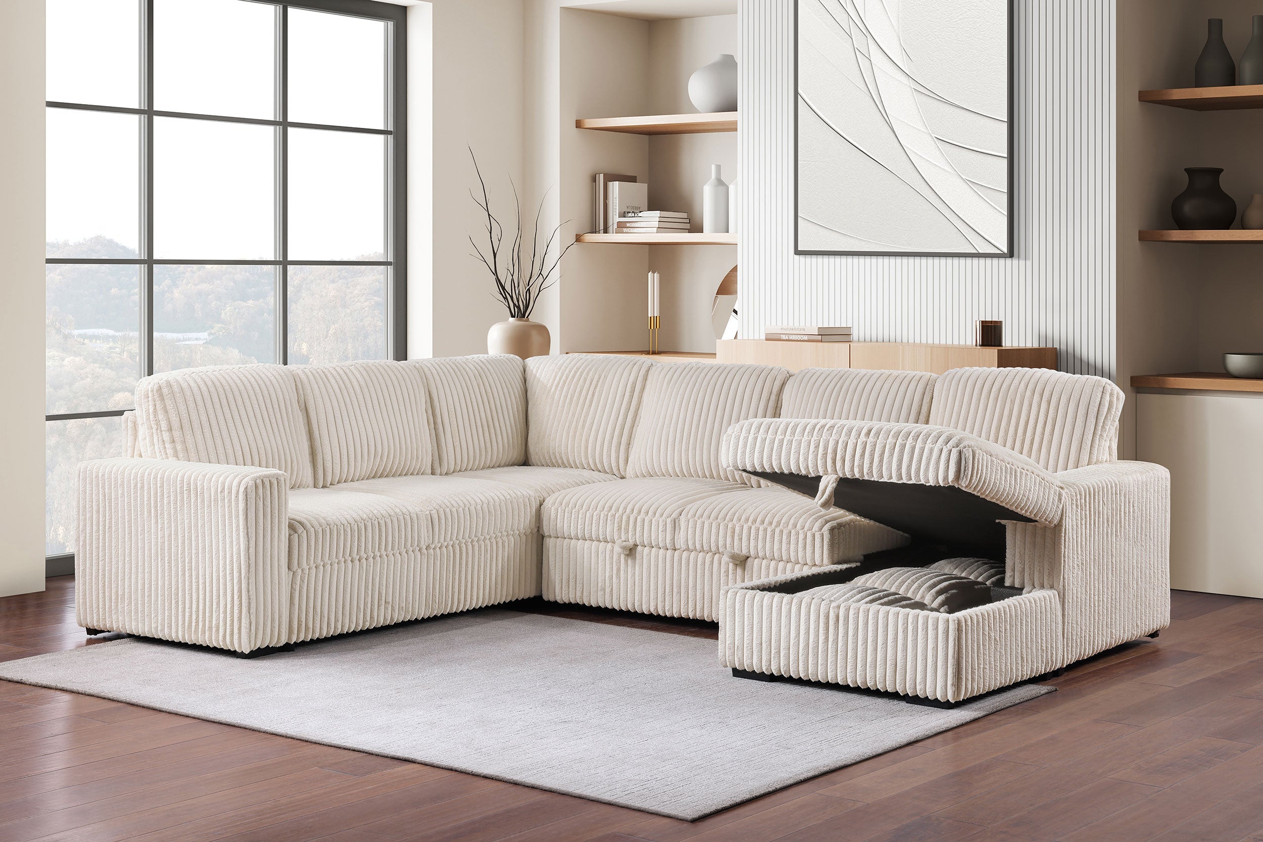 Devonshire Sleeper Sectional Sofa Storage Chaise