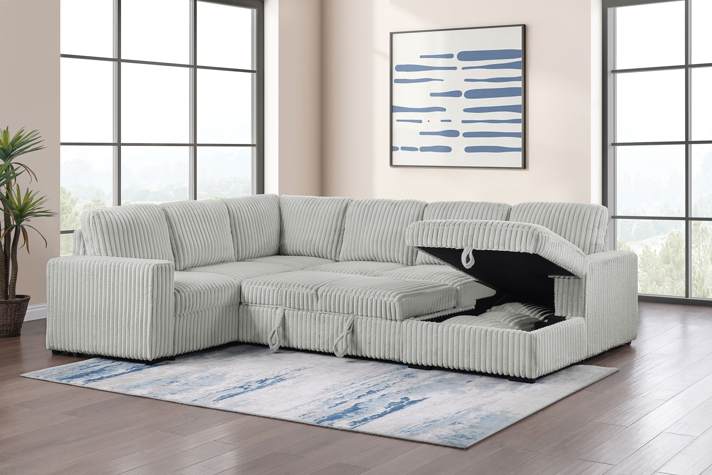 Devonshire Sleeper Sectional Sofa Storage Chaise
