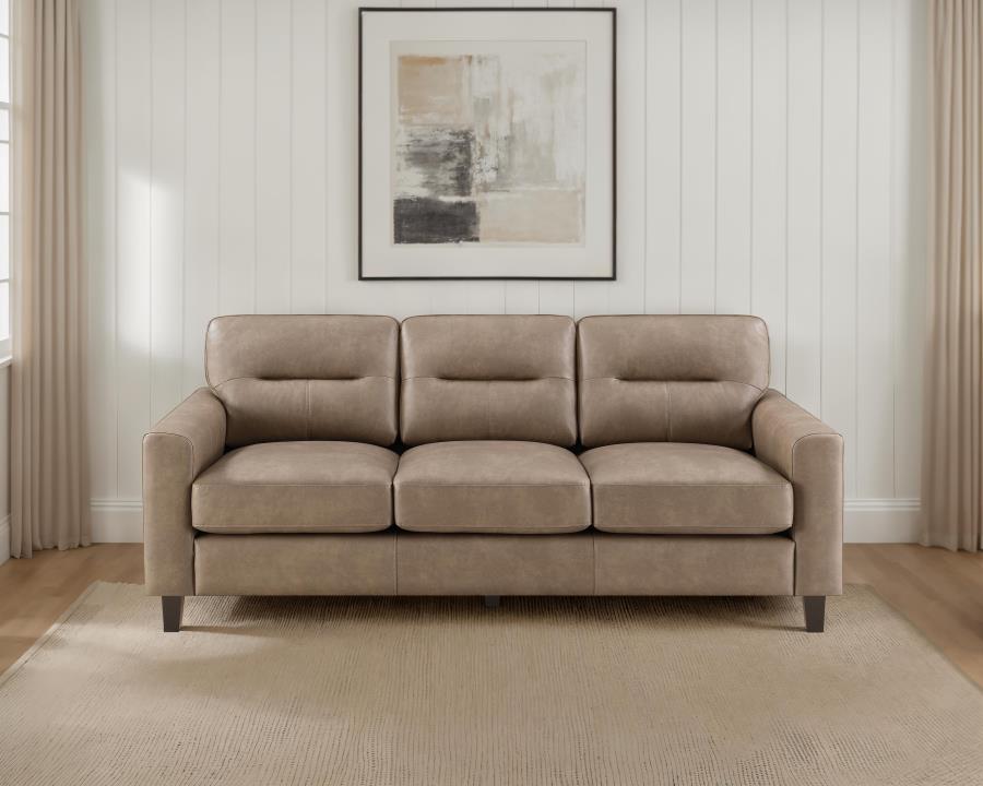 Scotland Faux Leather Upholstered Track Arm Sofa