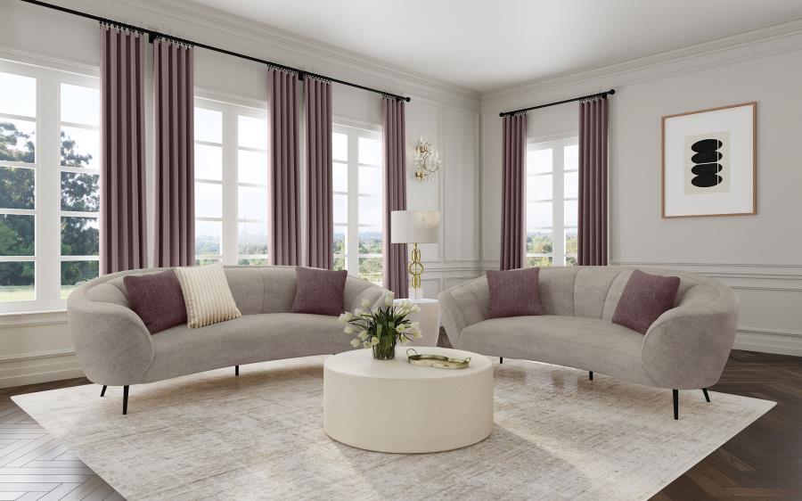 Ellorie Upholstered Curved Sofa Set Beige