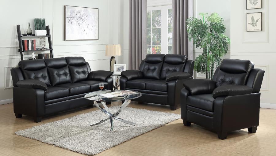 Finley Upholstered Padded Arm Tufted Sofa Set