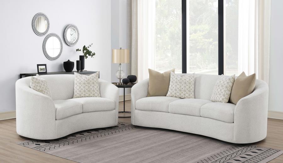 Rainn Boucle Upholstered Sloped Arm Sofa Set Latte