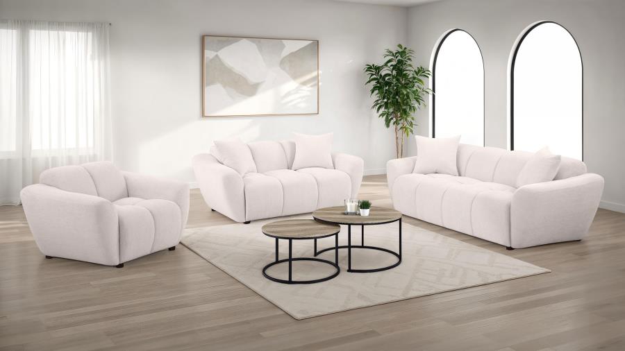 Destino Chenille Splayed Arm Sofa Set Greige