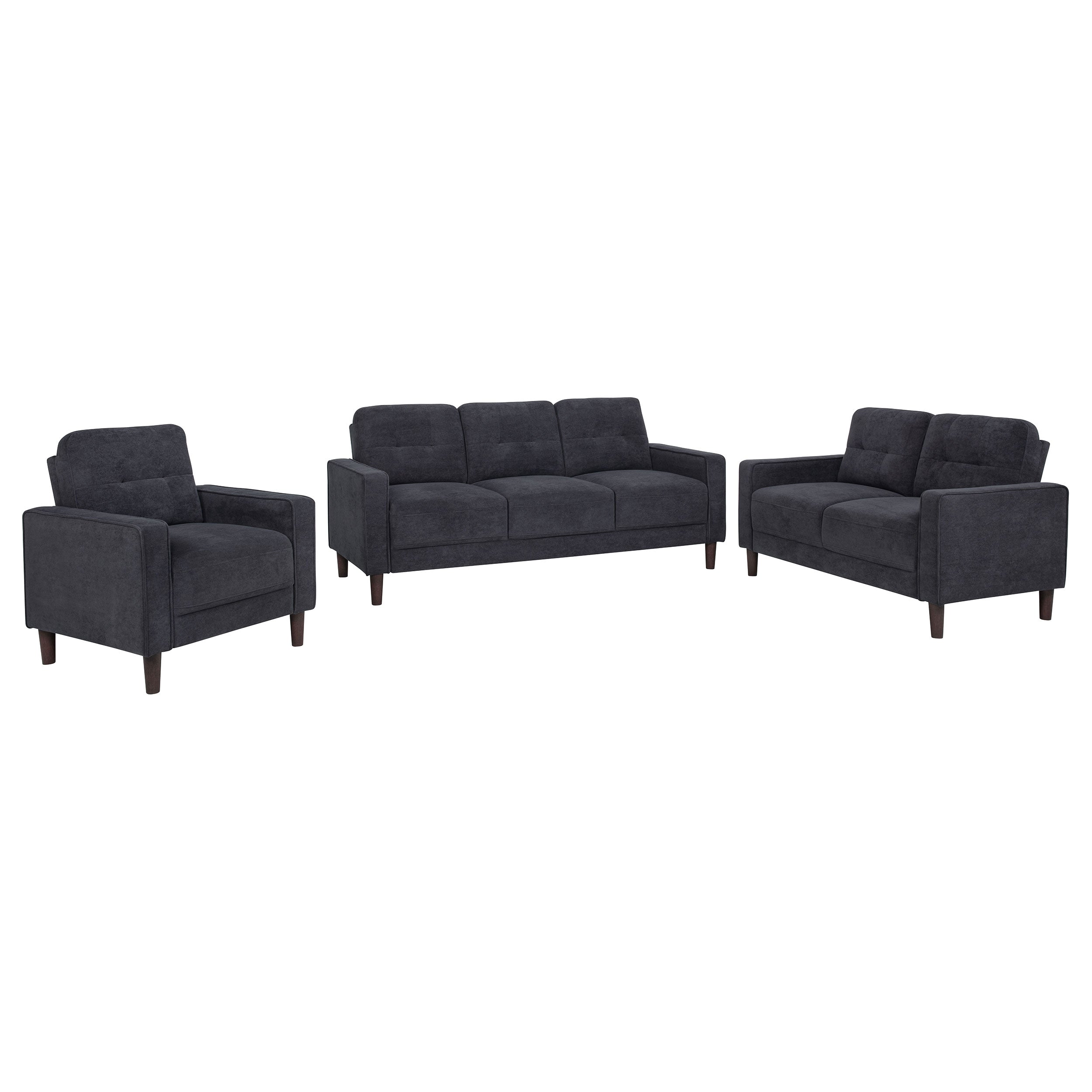 Bowen II Fabric Upholstered Track Arm Sofa Set