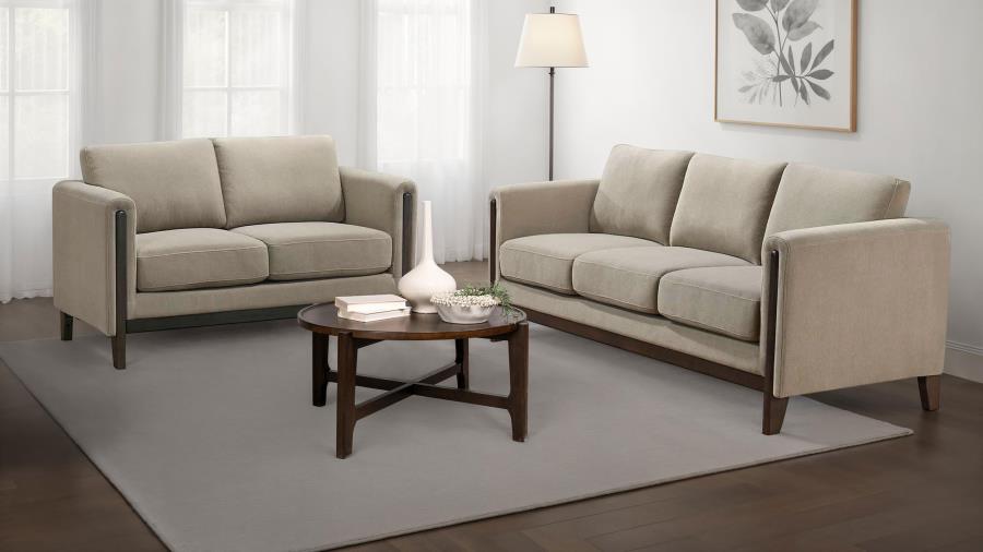 Islington Upholstered Panel Arm Sofa Set Taupe