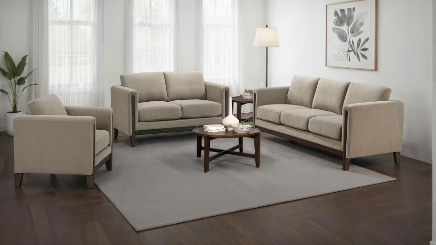 Islington Upholstered Panel Arm Sofa Set Taupe