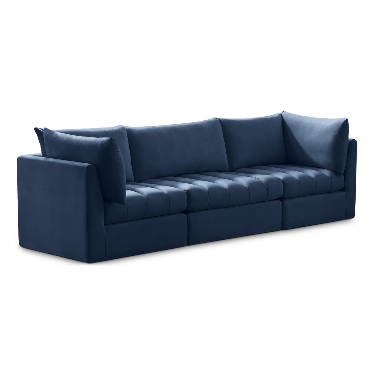 Jacob Velvet Modular Sectional — 3-Piece Sofa — Navy