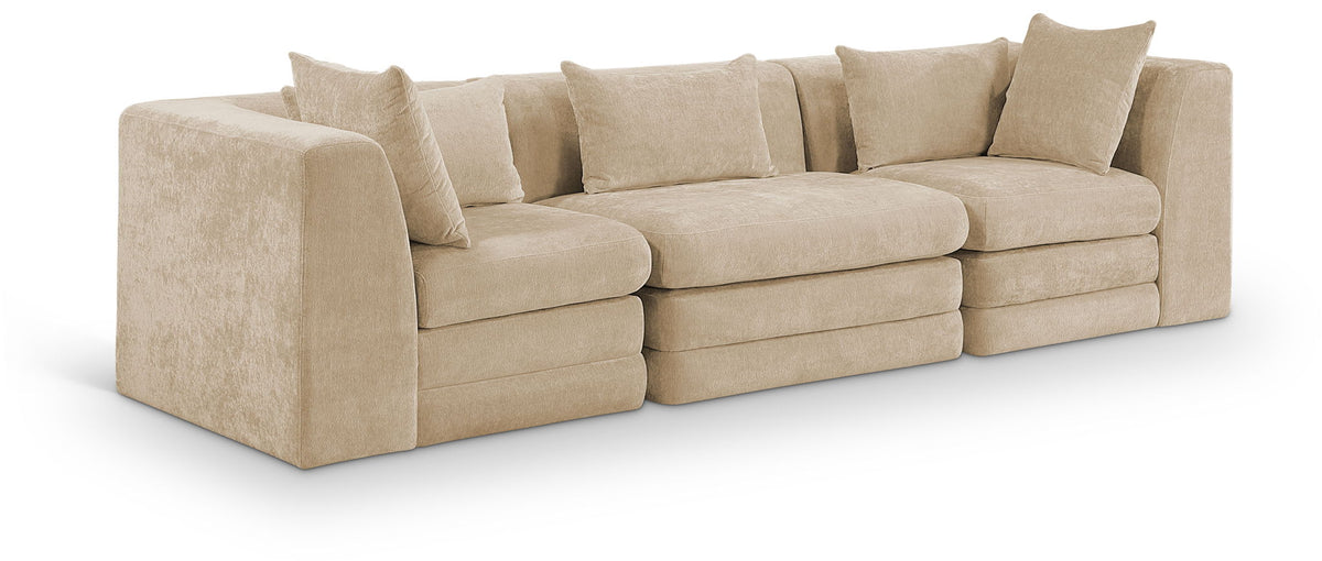 Stellar Chenille Modular Sectional — 3-Piece 114" Sofa, Style B — Beige