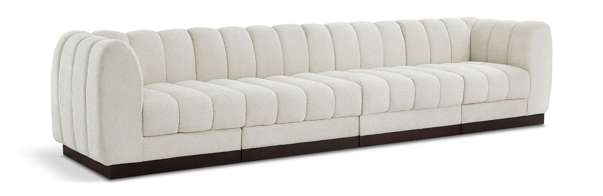 Quinn Chenille Modular Sectional — 4-Piece Sofa — Cream