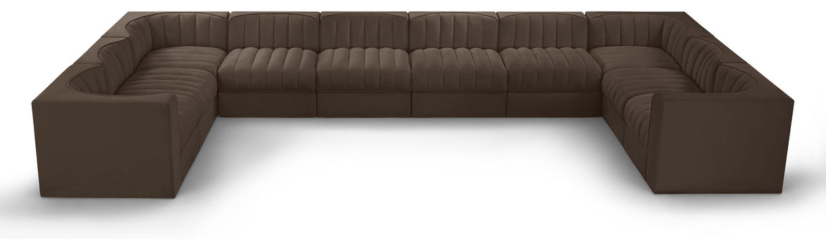 Rummi Performance Velvet Modular Sectional — 10-Piece Sectional — Brown
