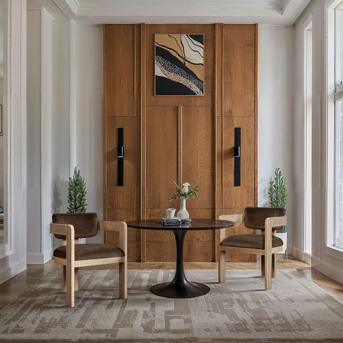 Sacha - Velvet Dining Chair (Set of 2) with Natural Base