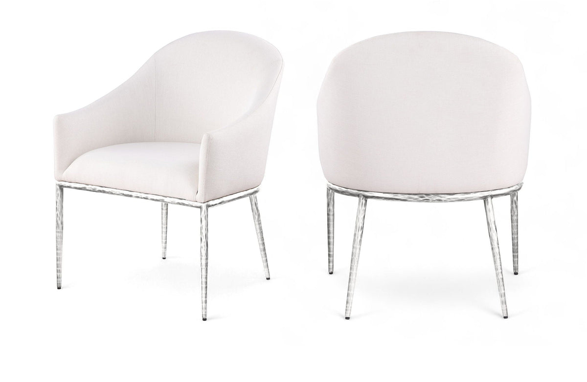 Ferro Performance Fabric Dining Arm Chair with Brushed Silver Legs