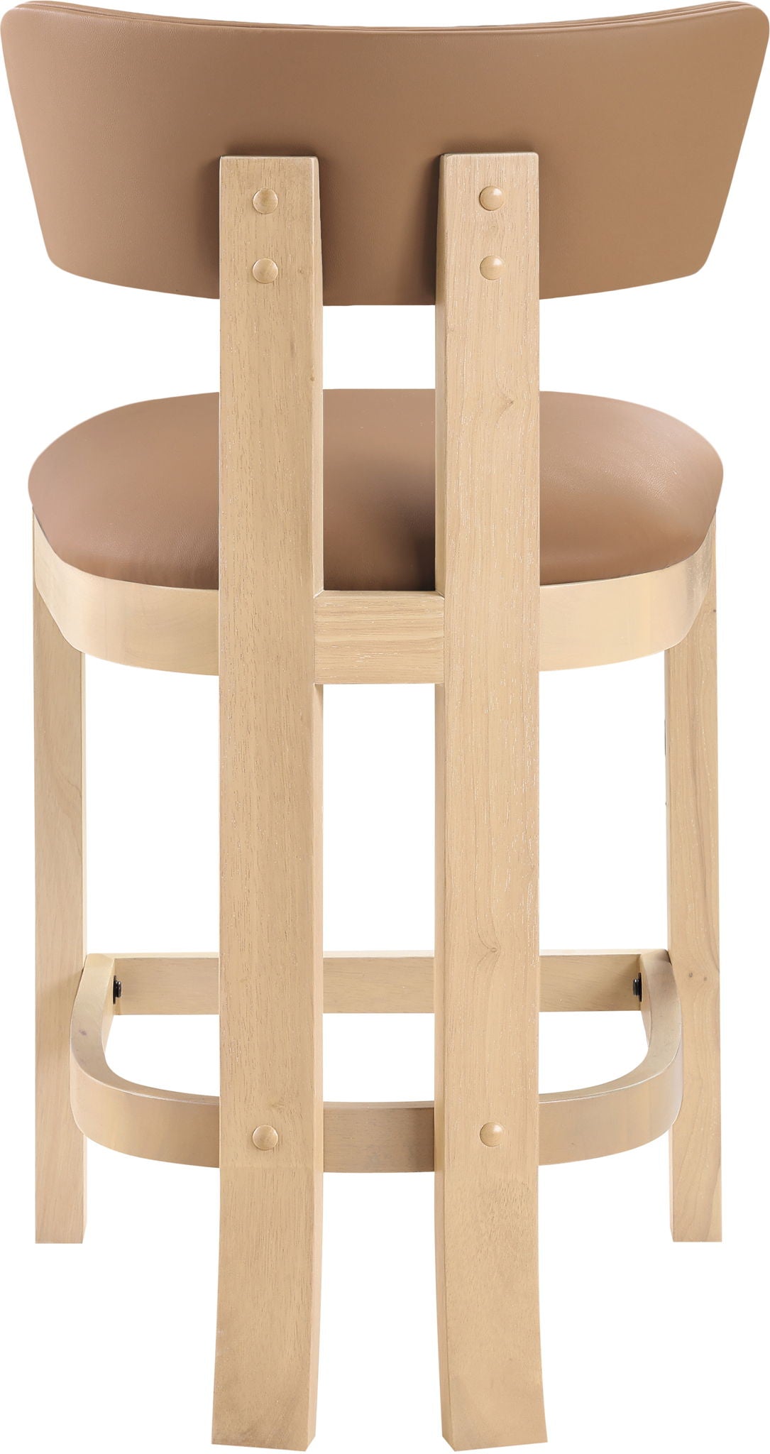 Lavrin Vegan Leather Counter Stool (Set of 2) with Natural Base