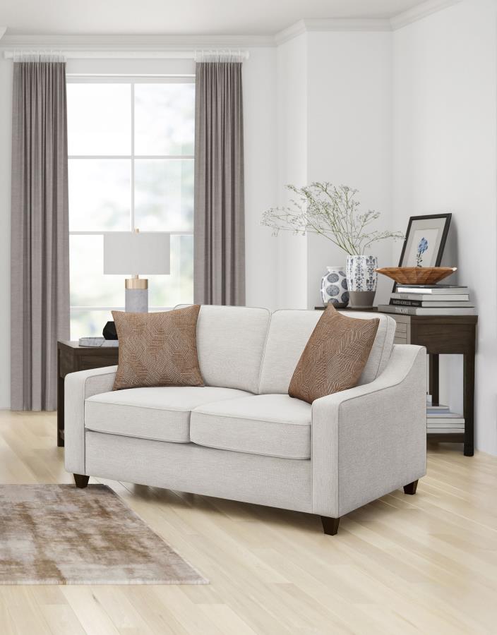 Christine Upholstered Sloped Arm Loveseat Beige