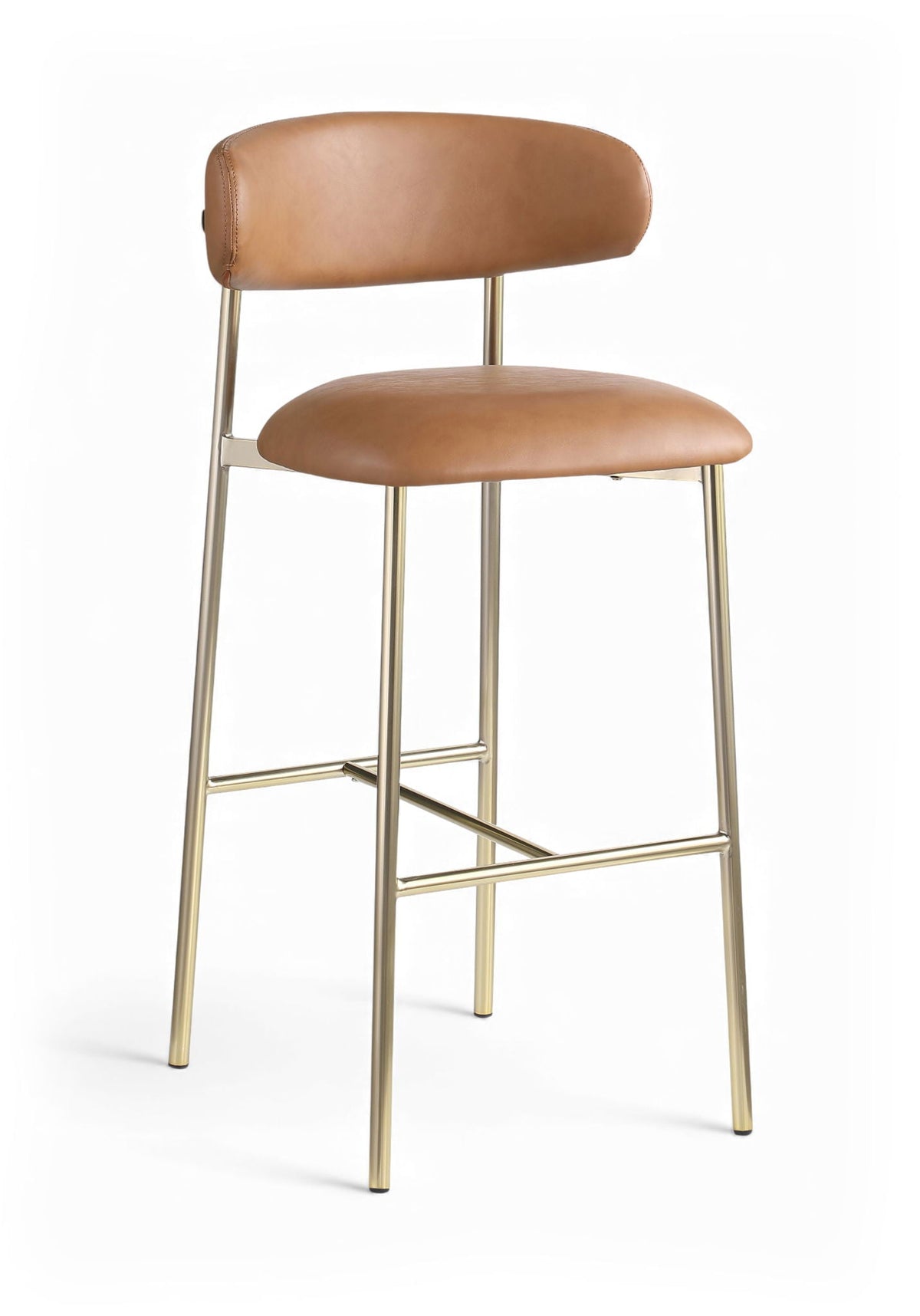 Lupita - Vegan Leather Upholstered Bar Stool (Set of 2) with Brushed Gold Frame