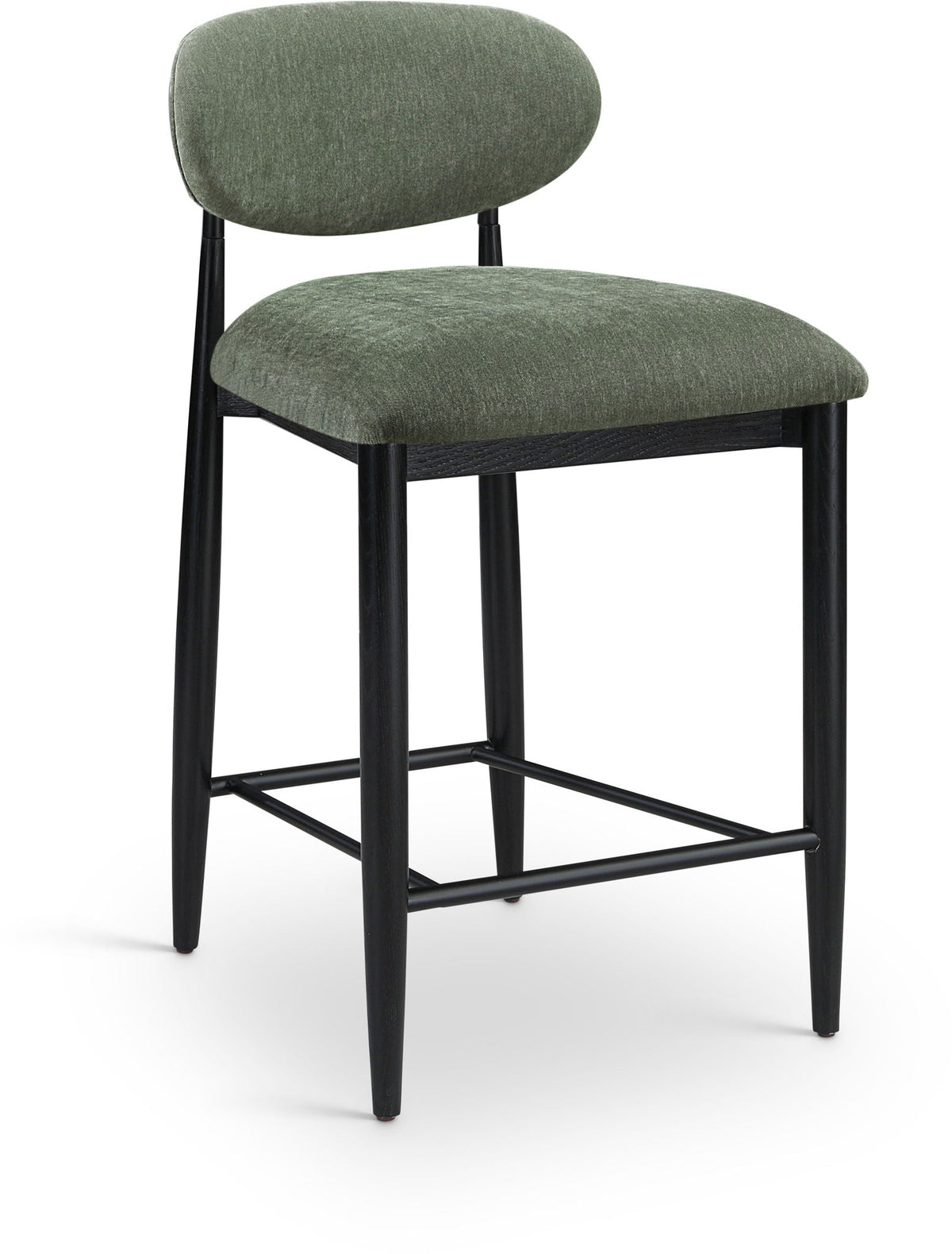 Riccio Fabric Counter Stool with Black Frame & Black Accents