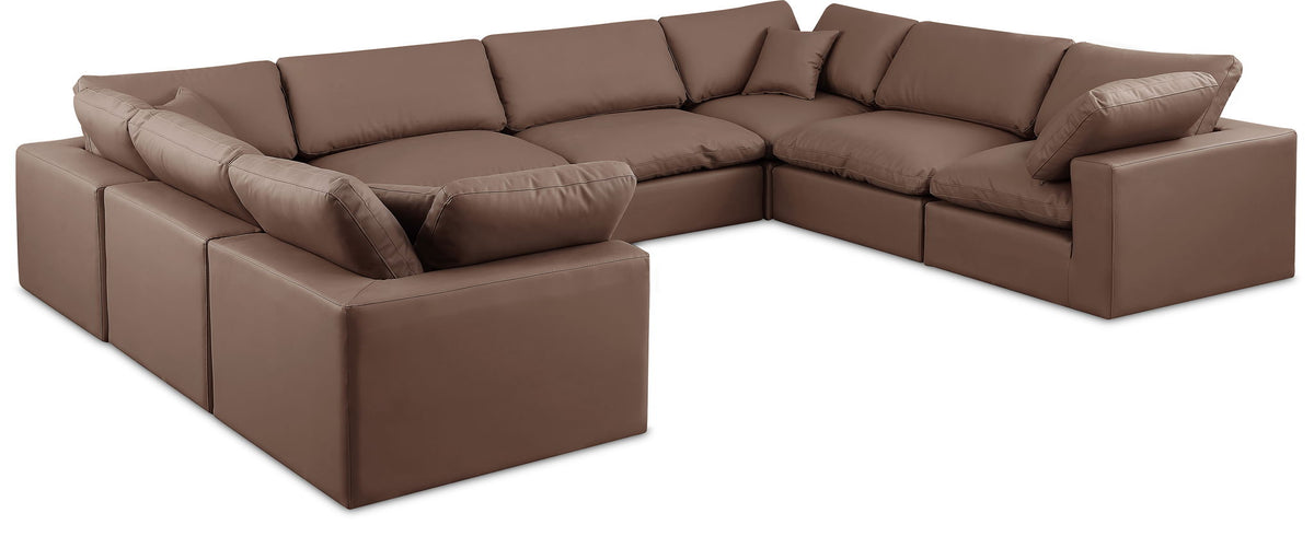 Comfy Faux Leather Modular Sectional — 8-Piece Sectional — Brown