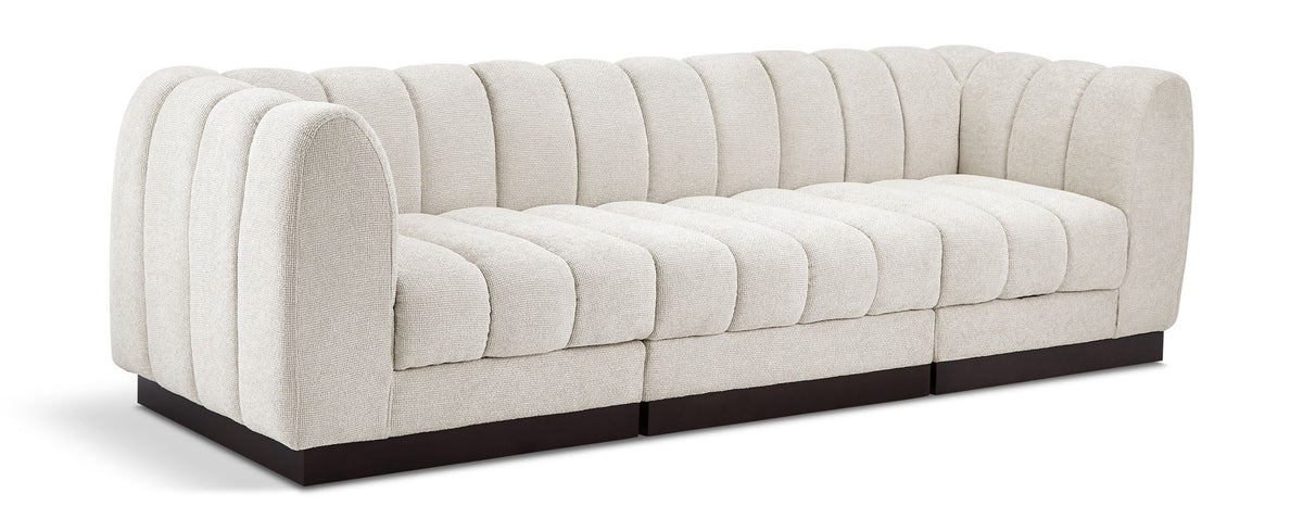 Quinn Chenille Modular Sectional — 3-Piece Sofa — Cream