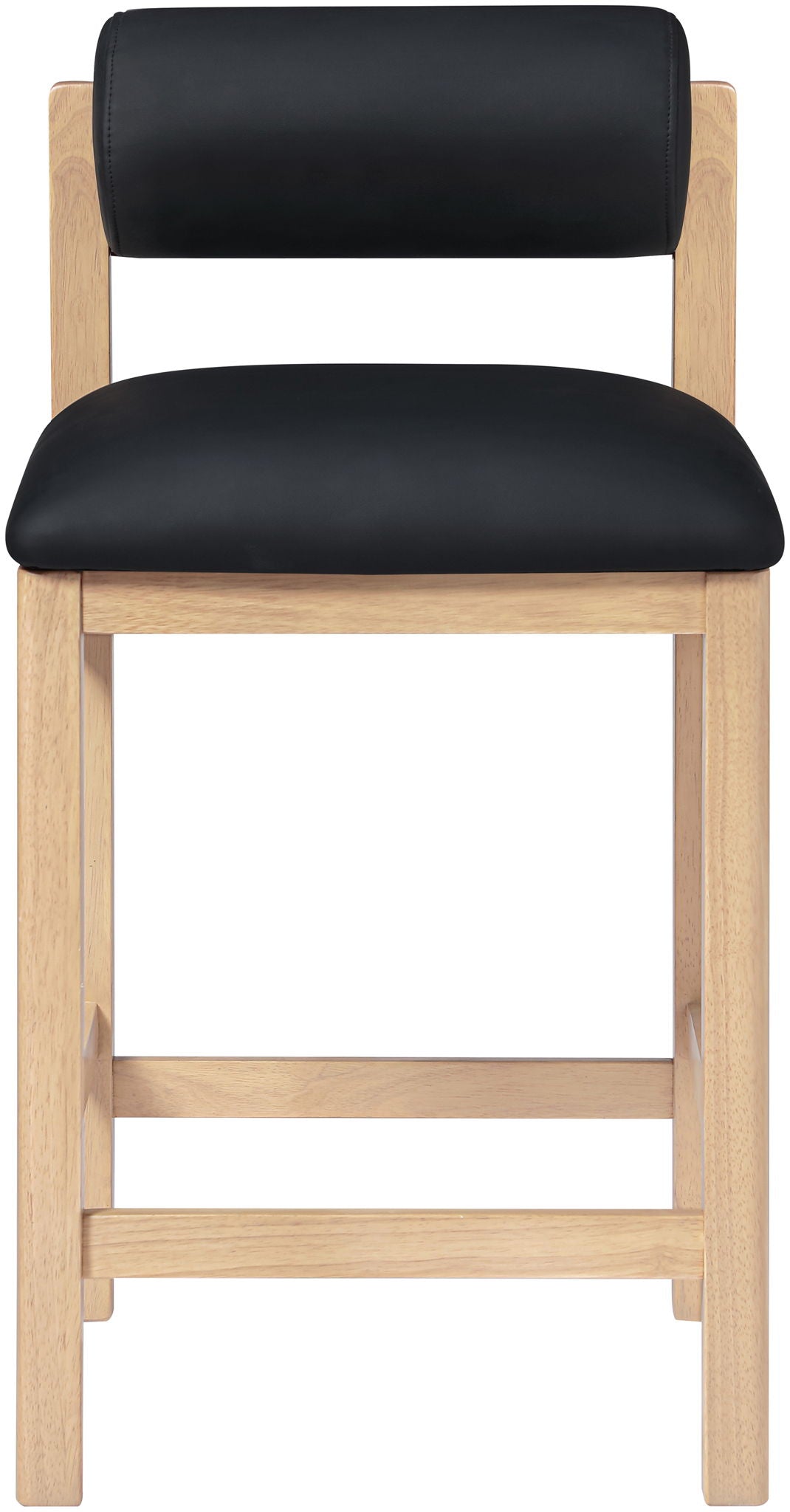 Roundhill - Faux Leather Counter Stool with Natural Frame