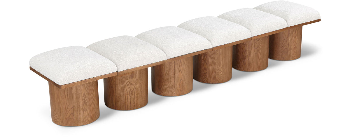 Pavilion Modular Bench 6-Piece Bench, 108"W x 15.5"D — Cream / Brown Base