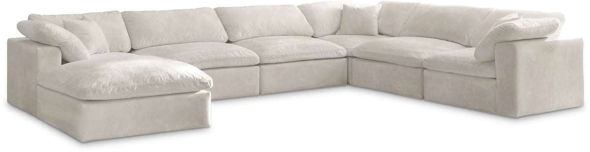 Cozy Velvet Modular Sectional — 7-Piece Sectional — Cream