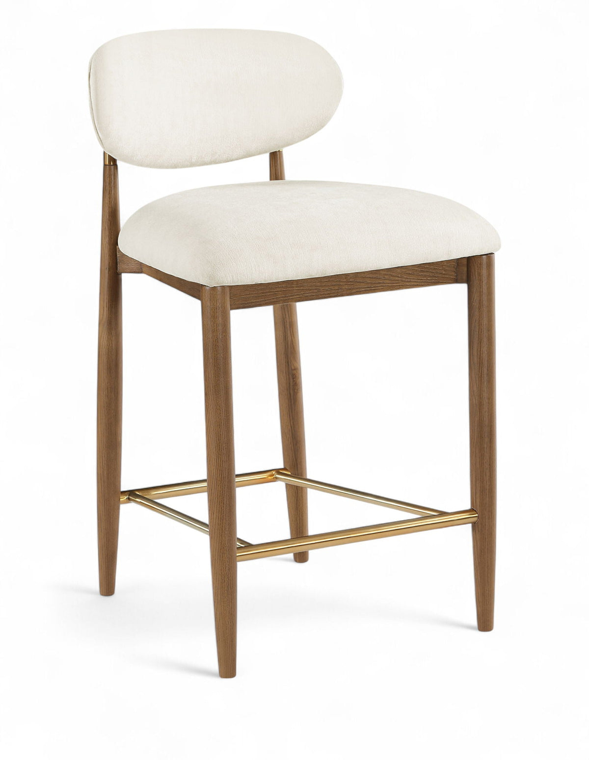 Riccio Fabric Counter Stool with Walnut Frame