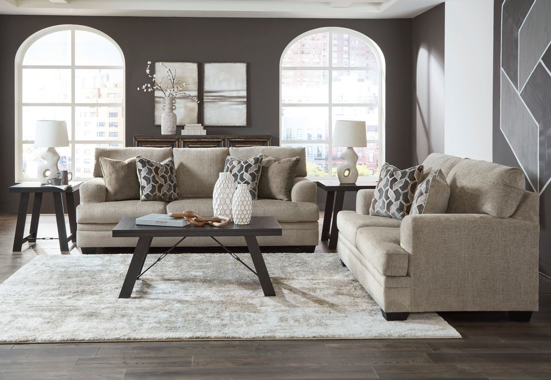 Ashley 595-04 Sofa & Loveseat Set — Reversible Cushions & Accent Pillows