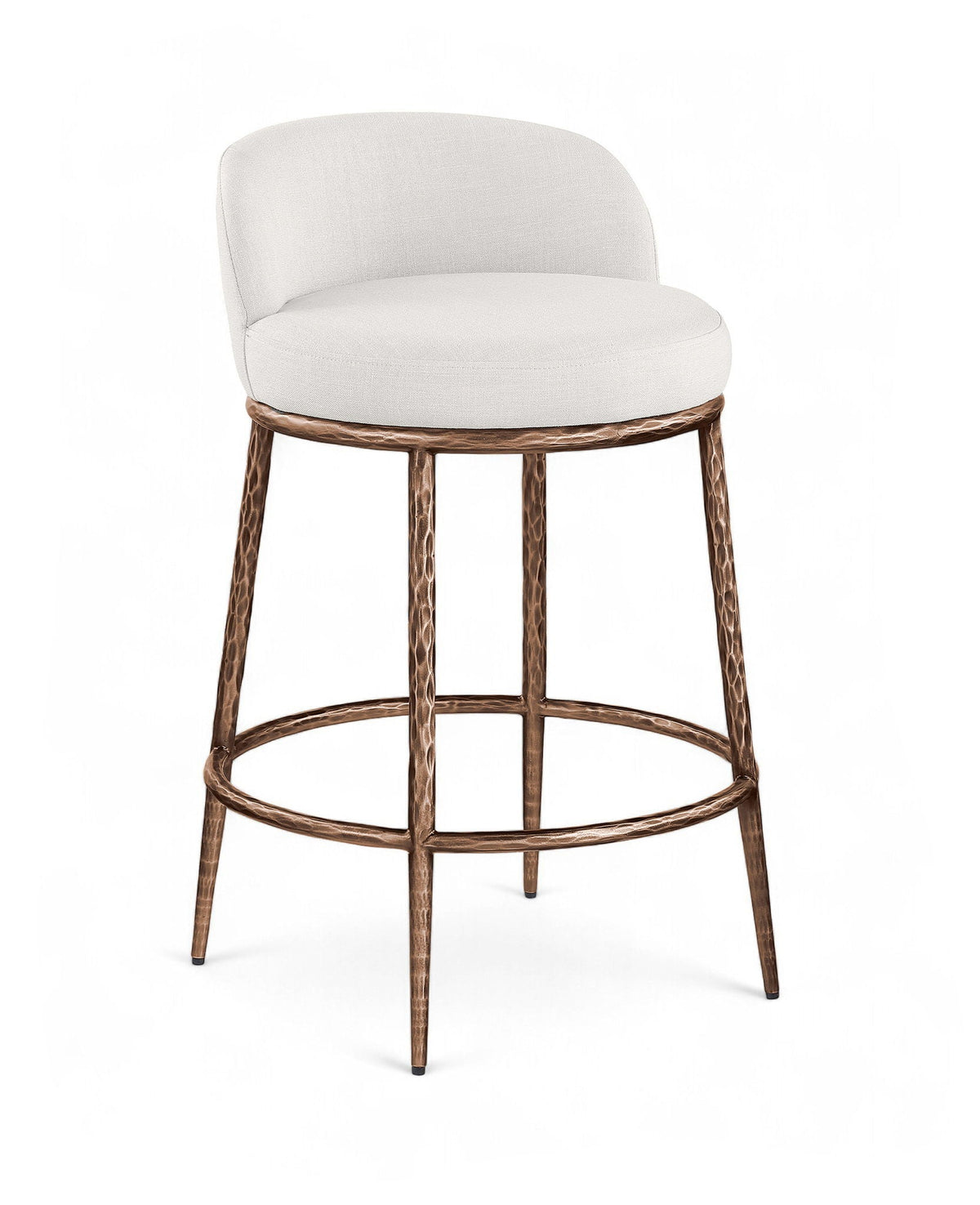 Ferro Counter Stool — Brushed Bronze Legs - Cream Linen