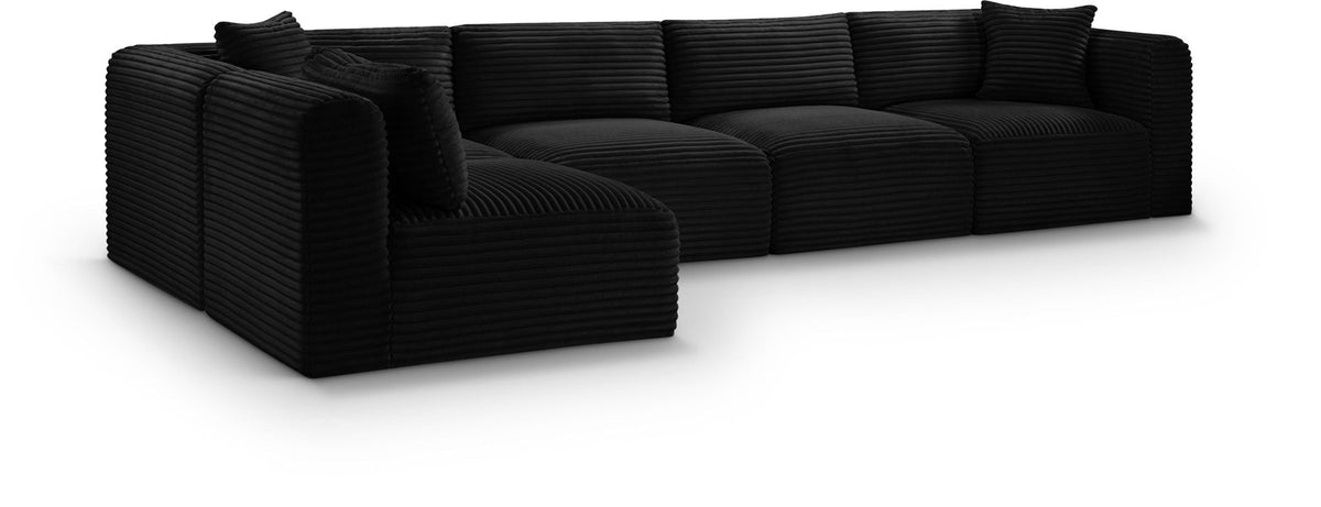 Shaggy Modular Sectional — 5-Piece Sectional — Black