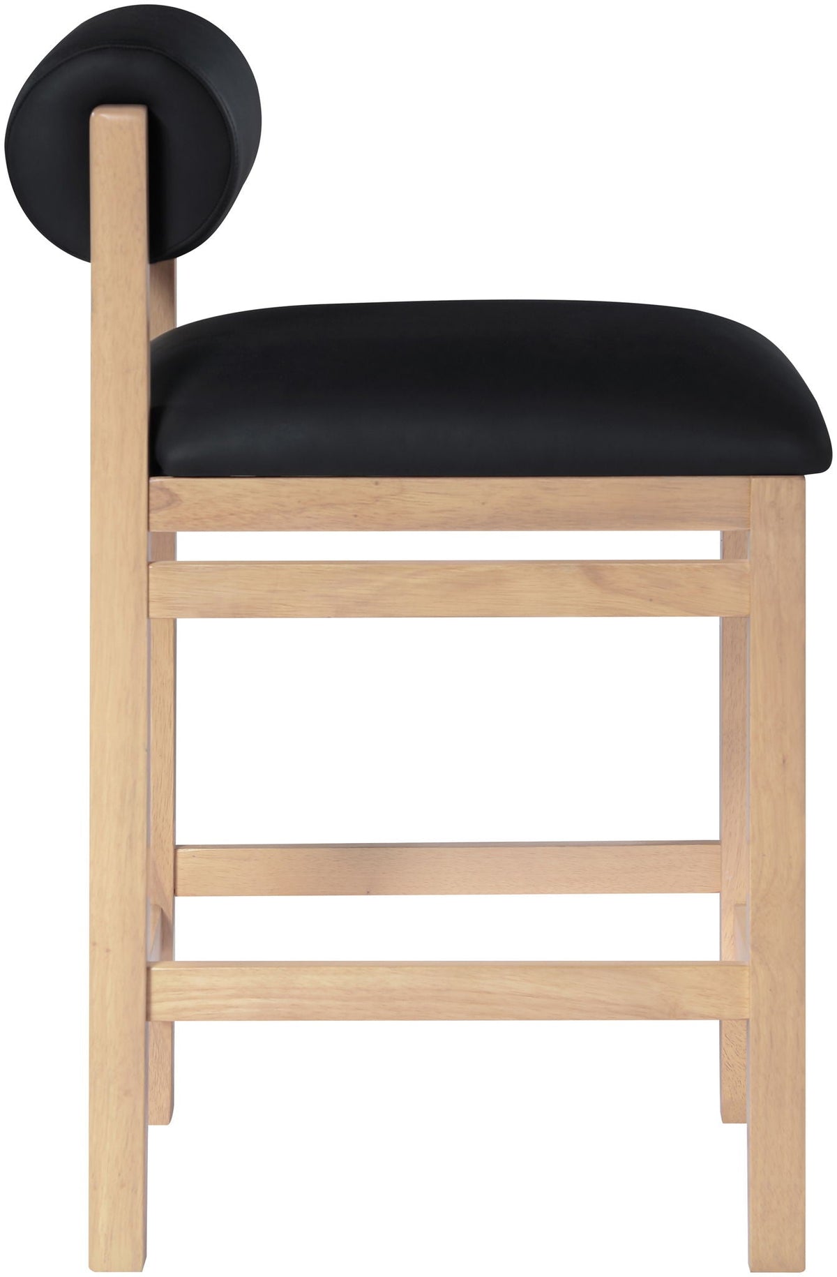 Roundhill - Faux Leather Counter Stool with Natural Frame