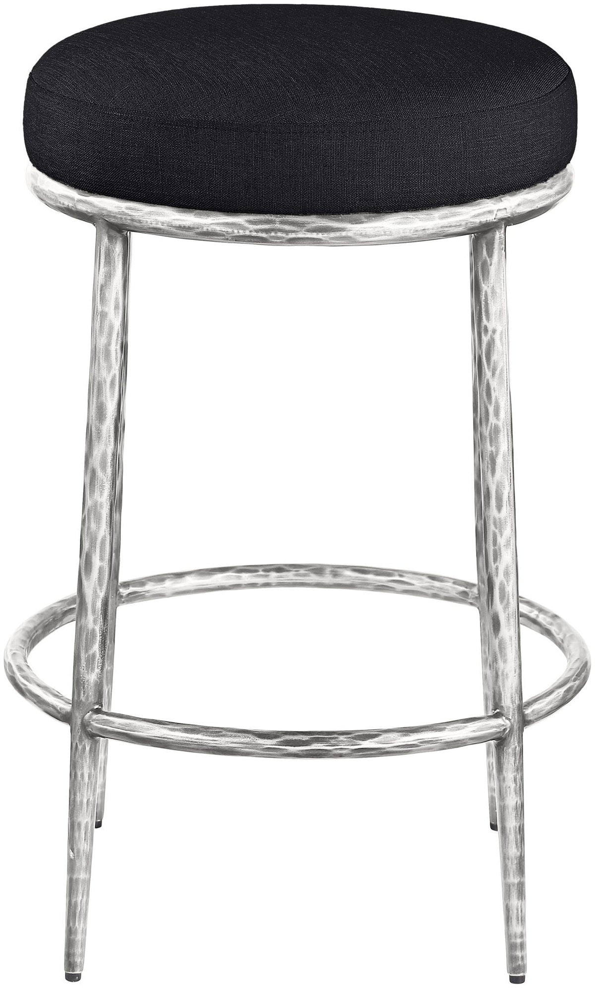 Ferro Upholstered Backless Counter Stool with Brushed Silver Base