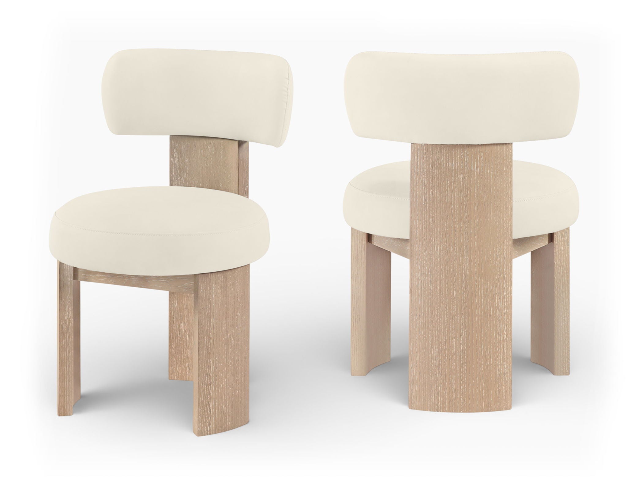 Atelier - Vegan Leather Upholstered Dining Chair (Set of 2) - Cream / Painted Natural