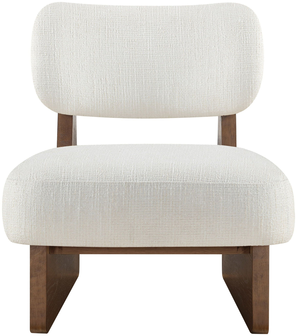 Vetra - Linen Textured Fabric Upholstered Accent Chair with Brown Base