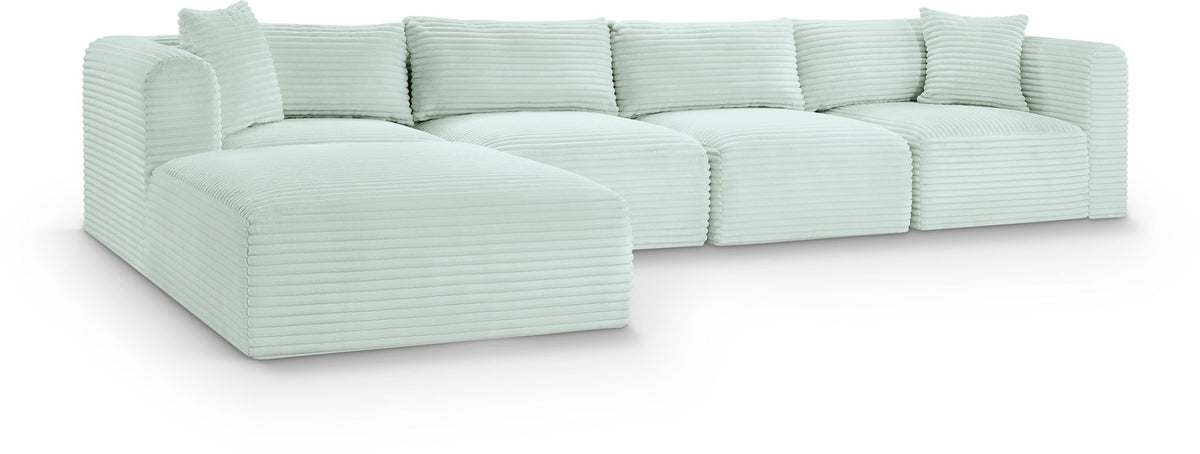 Shaggy Modular Sectional — 5-Piece Sectional With Ottoman — Mint