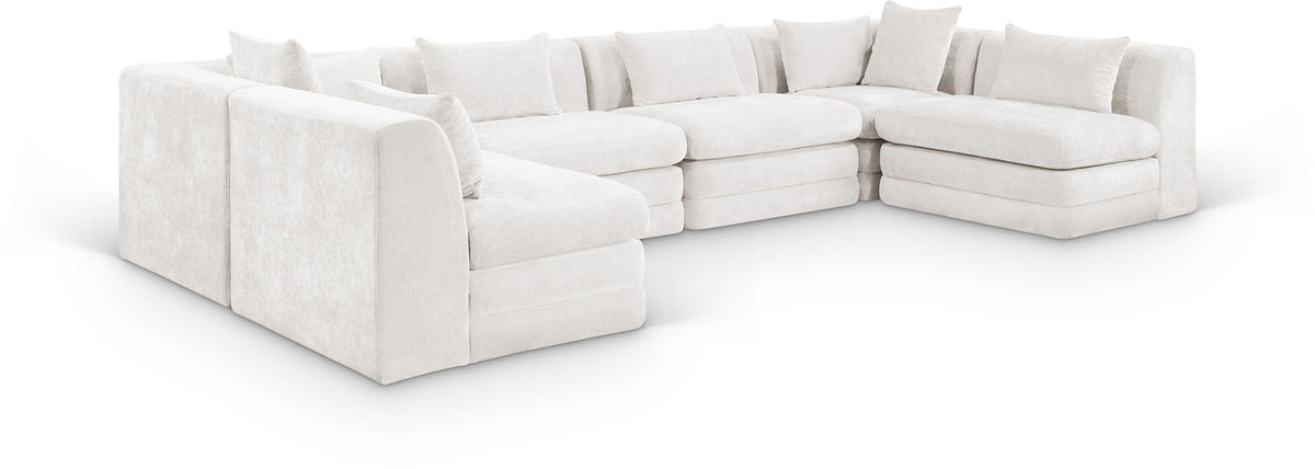 Stellar Chenille Modular Sectional — 6-Piece 152" Sectional, Style D — Cream