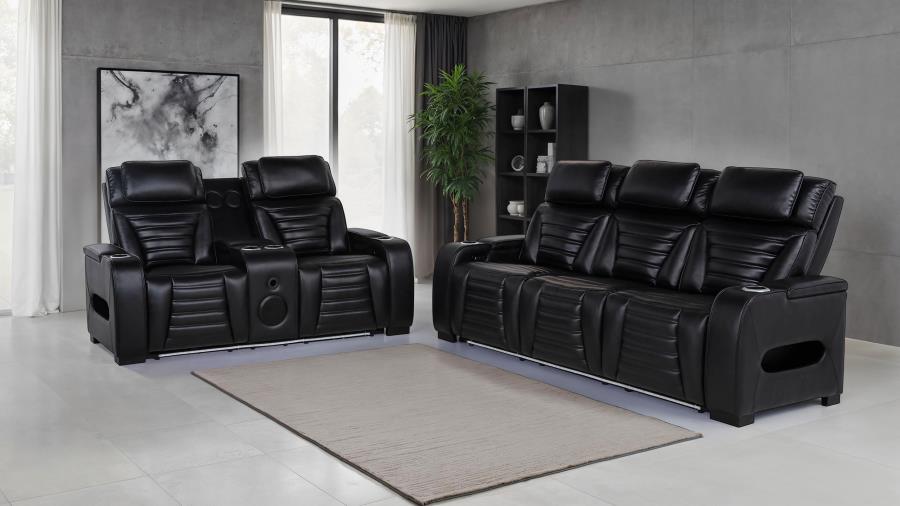 Zuma Faux Leather Dual Power LED Sofa Set