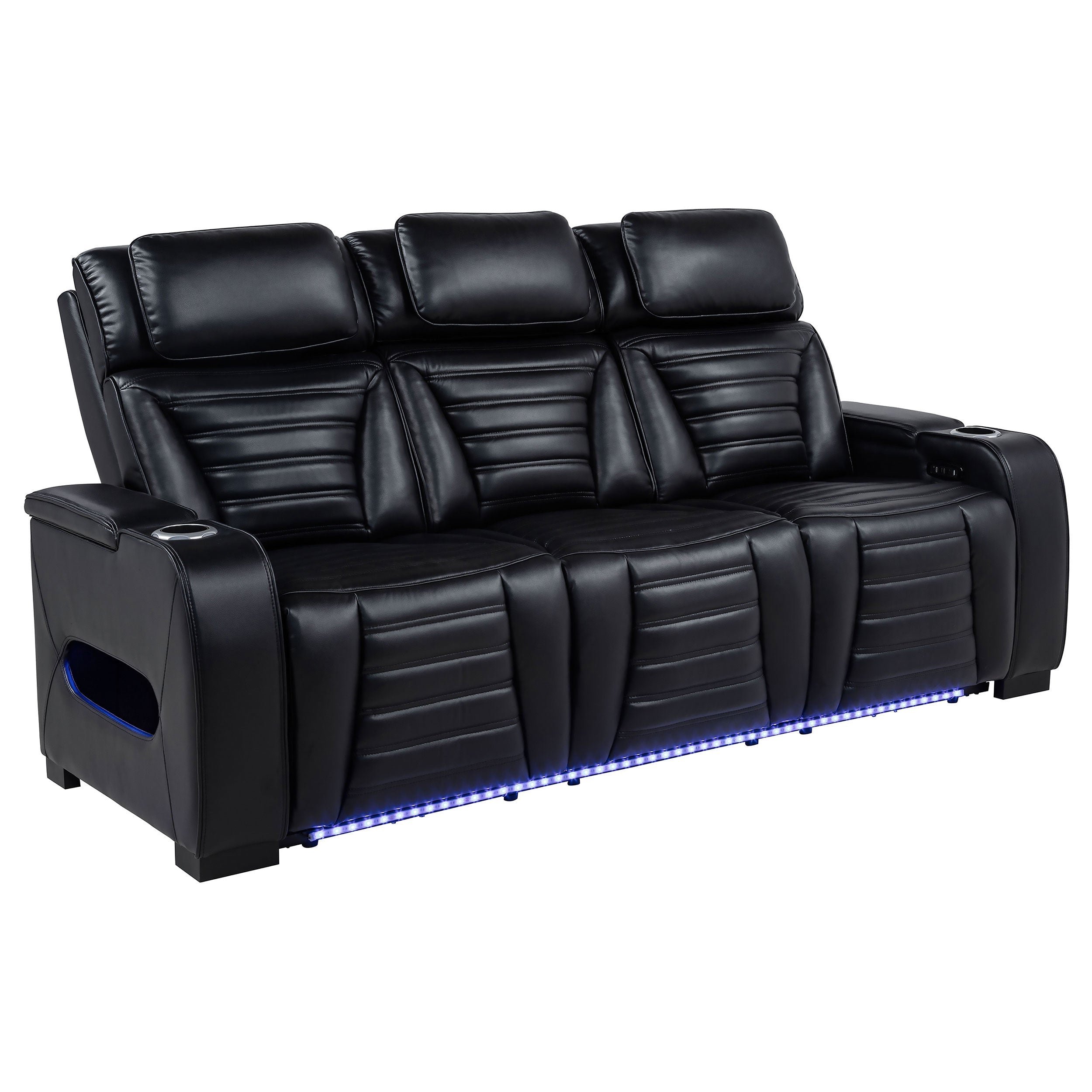 Zuma Faux Leather Dual Power LED Sofa Set