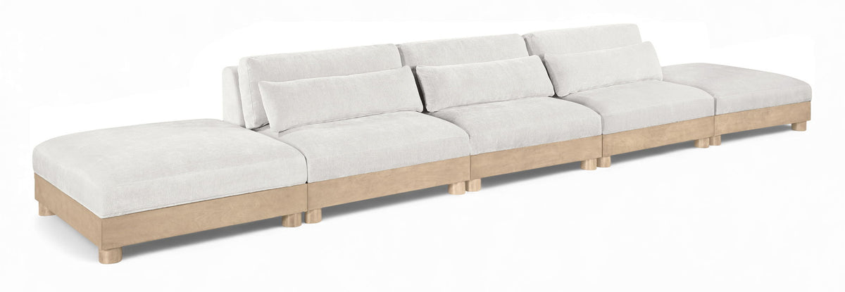 Turin Chenille Modular Sectional — 5-Piece Sofa (200" Wide) — Cream