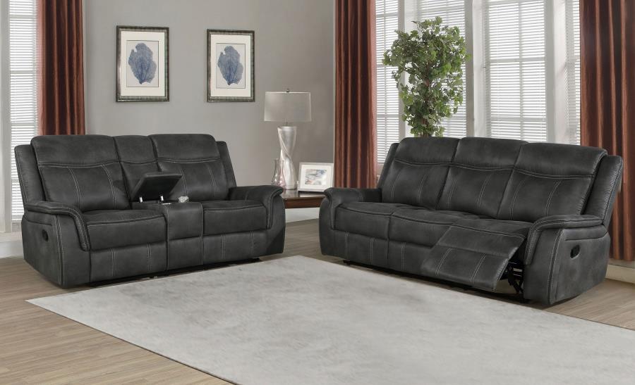 Lawrence Upholstered Reclining Sofa Set Charcoal
