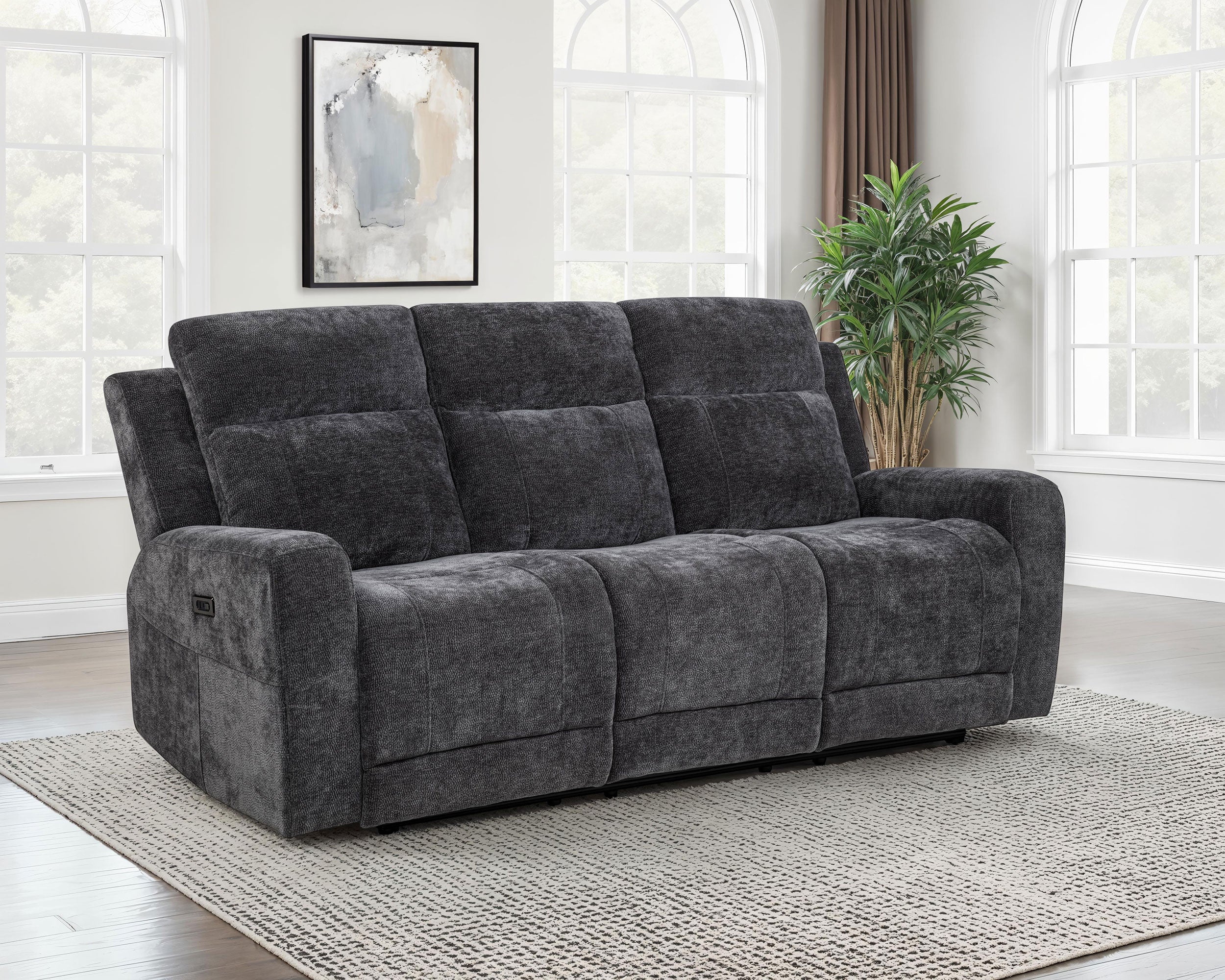 Kennett Chenille Upholstered Power Reclining Sofa