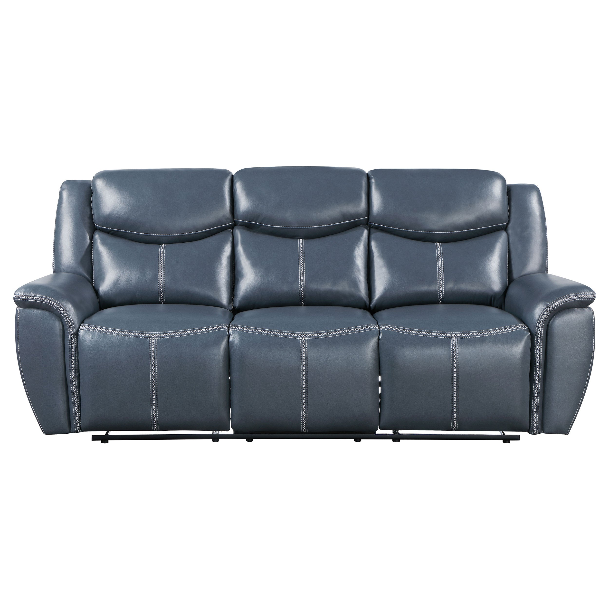 Sloane Upholstered Motion Reclining Sofa with Drop Down Table Blue