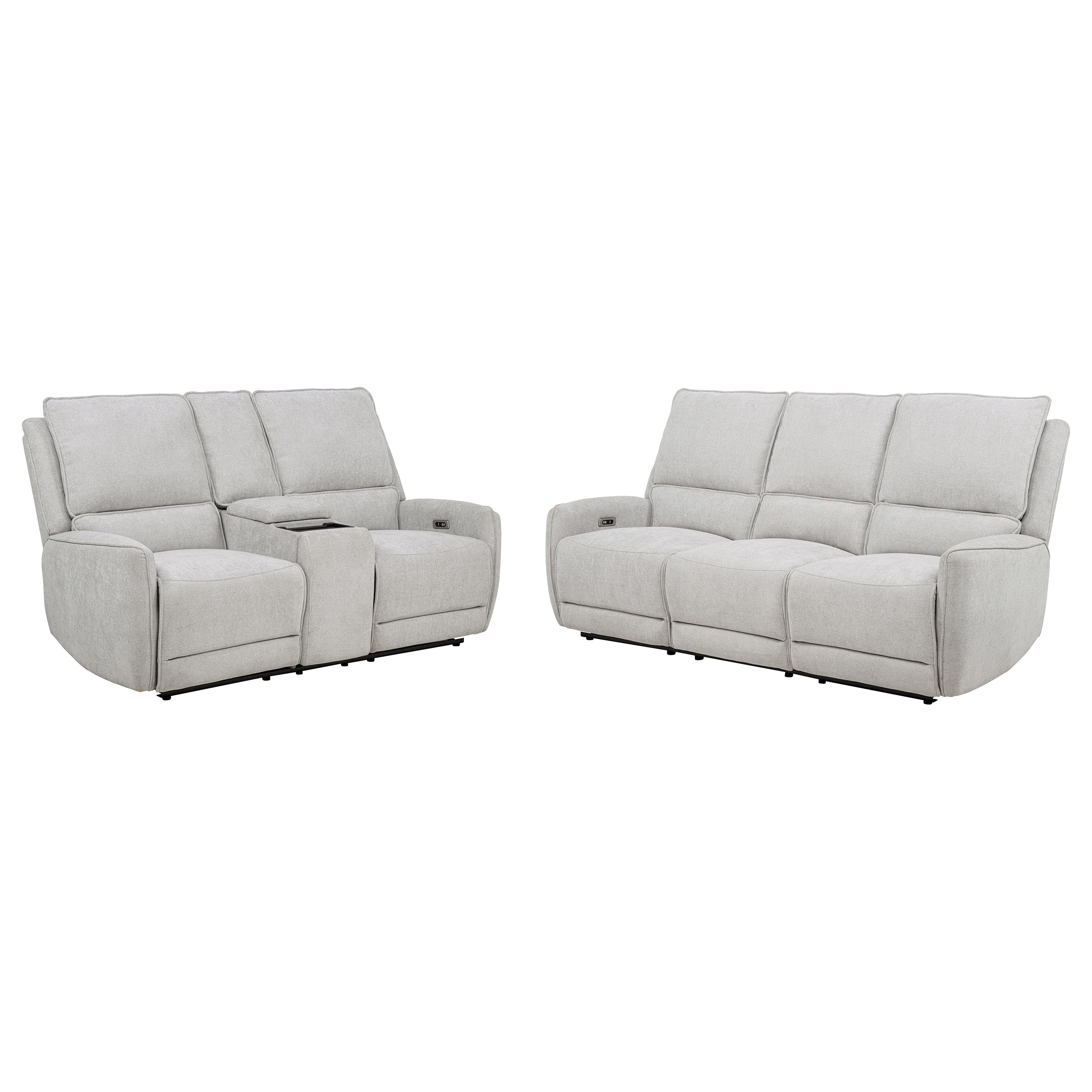 Sylmar Chenille Power Reclining Sofa Set Dove Grey