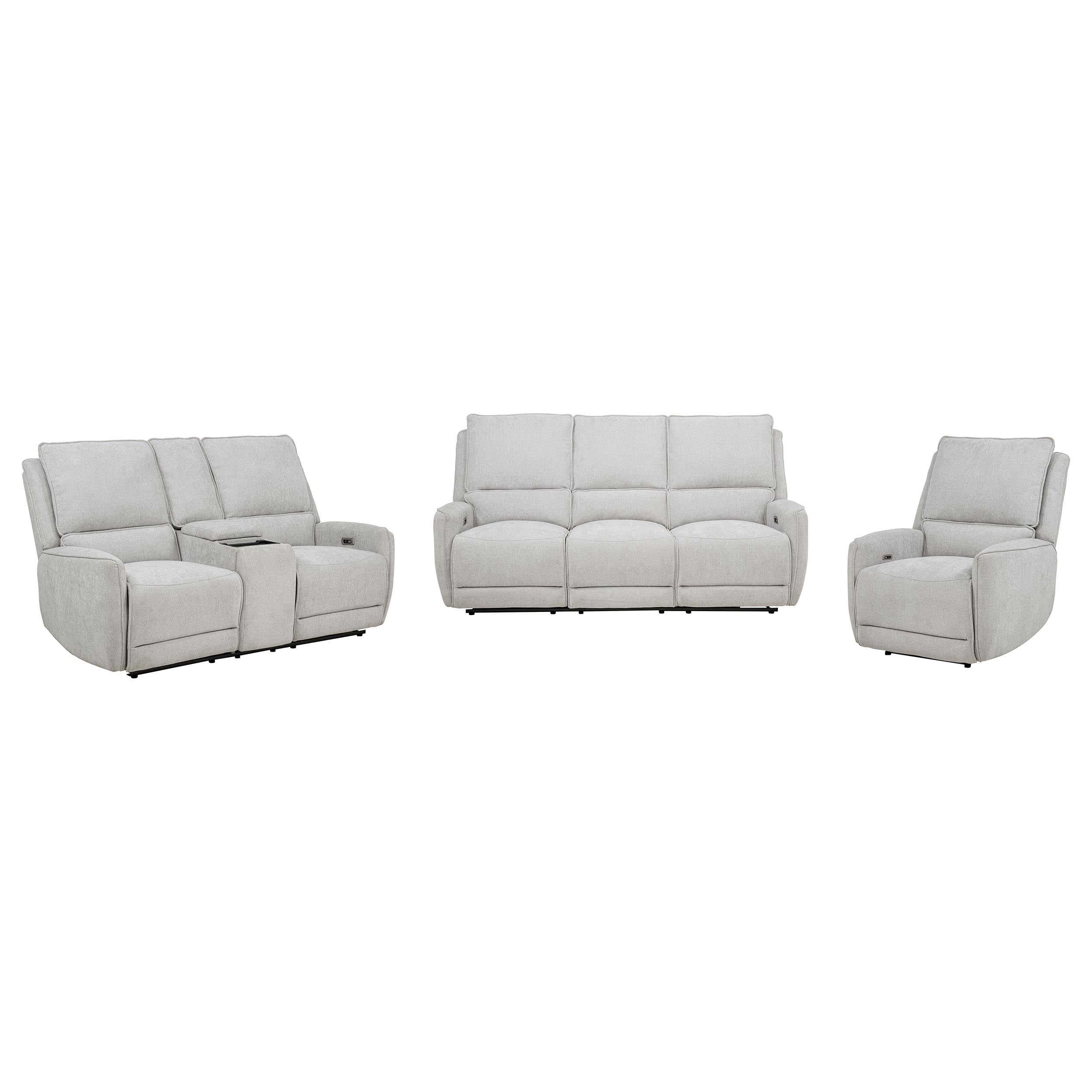 Sylmar Chenille Power Reclining Sofa Set Dove Grey