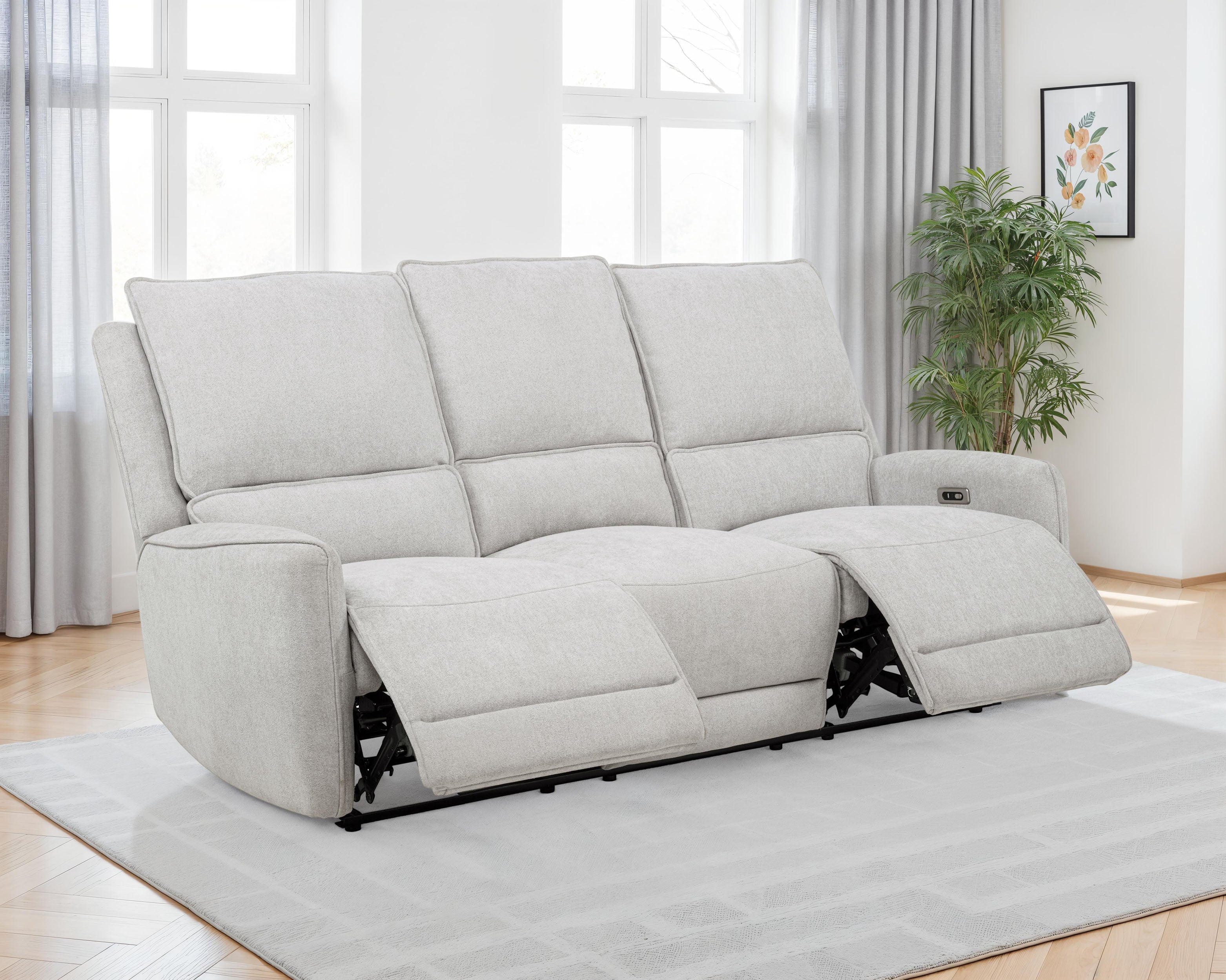 Sylmar Chenille Upholstered Power Reclining Sofa Dove Grey