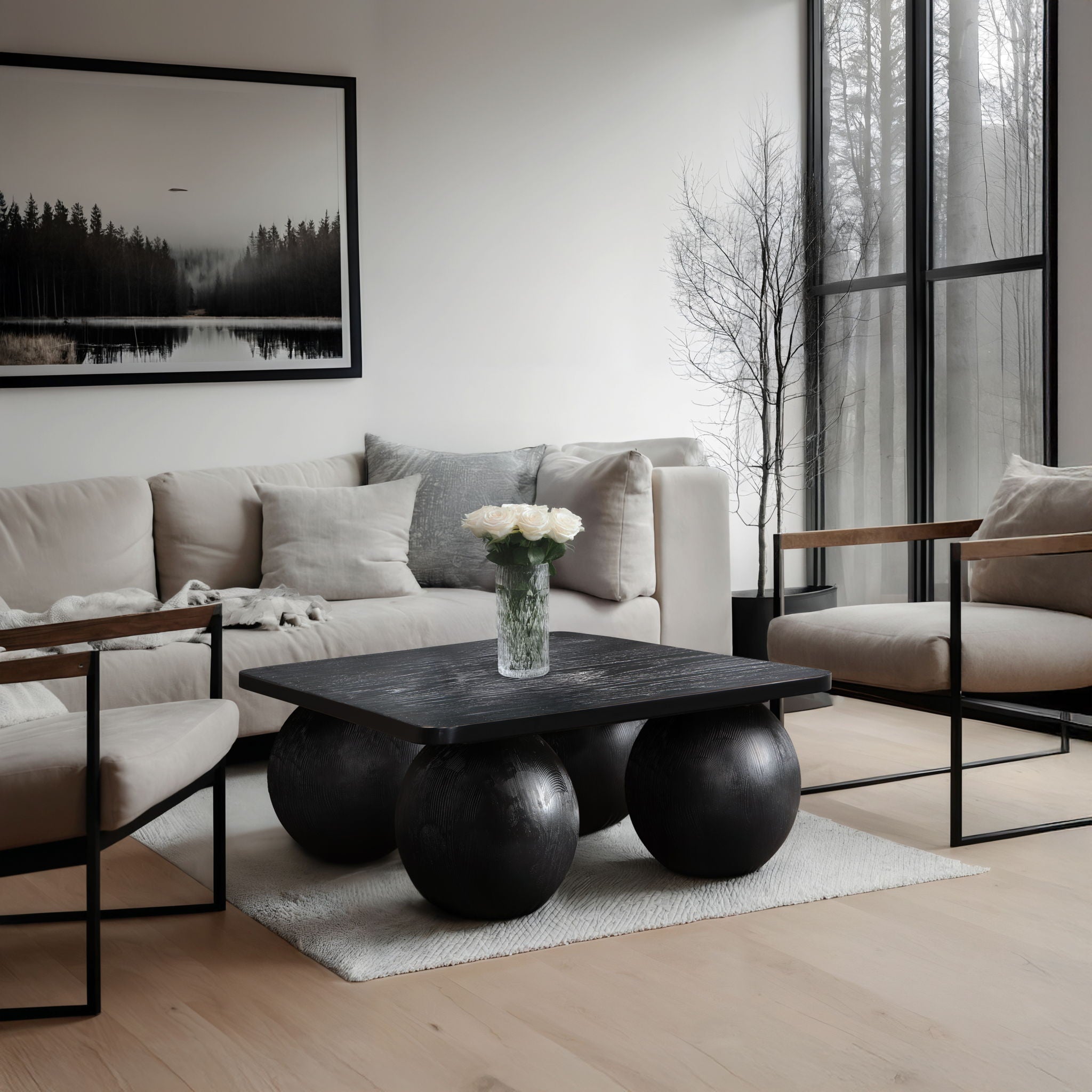 Fitch - Oak Veneer Coffee Table - 4 Legs