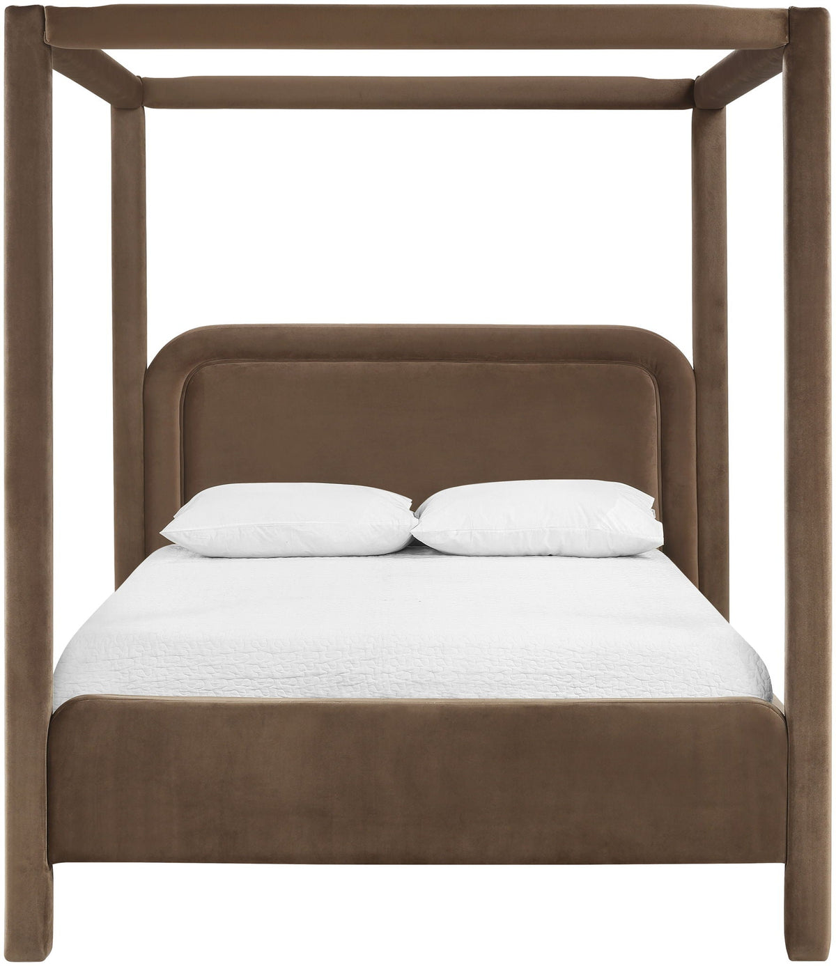 Salina Velvet Upholstered Canopy Bed — 10 Colors, Twin to King