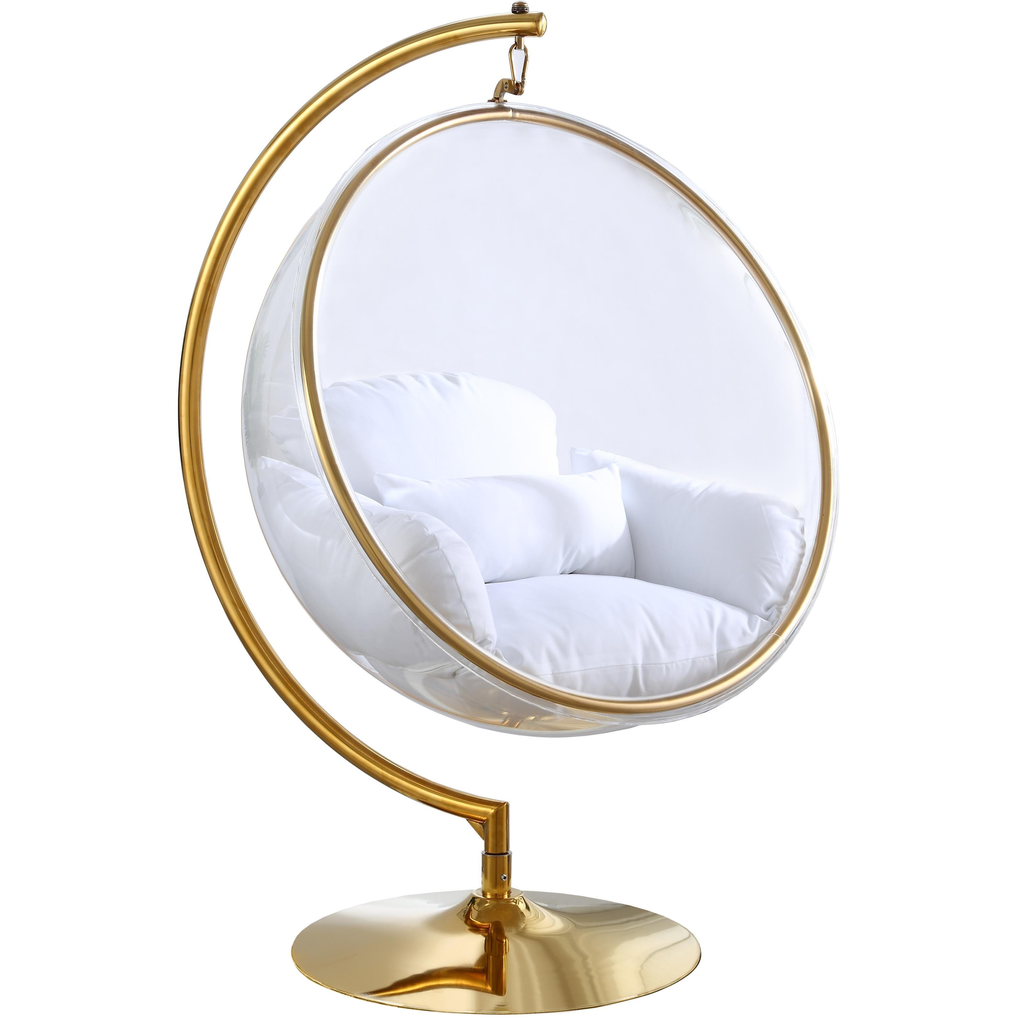Meridian Luna White Fabric Acrylic Swing Bubble Accent Chair (2 Boxes)