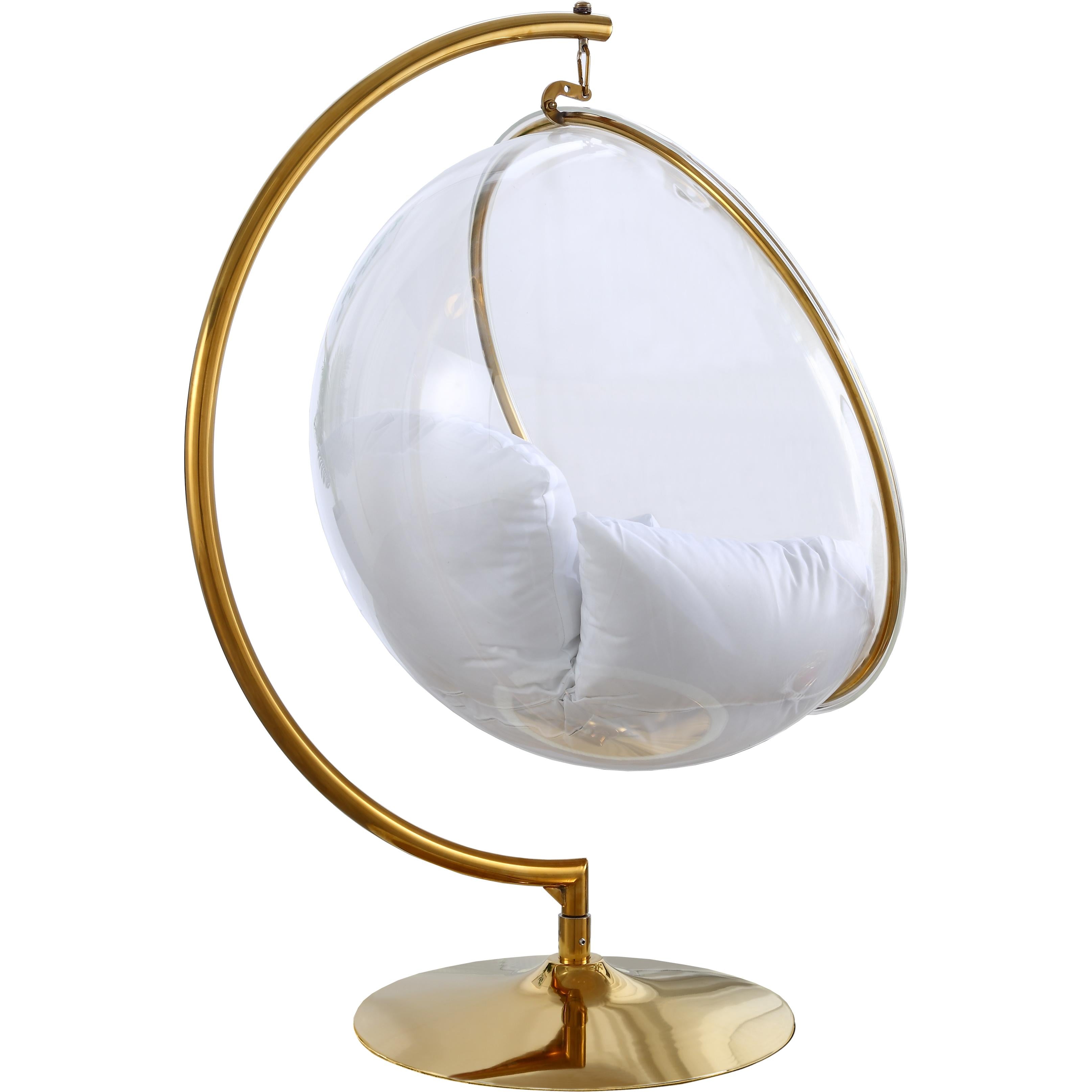 Meridian Luna White Fabric Acrylic Swing Bubble Accent Chair (2 Boxes)