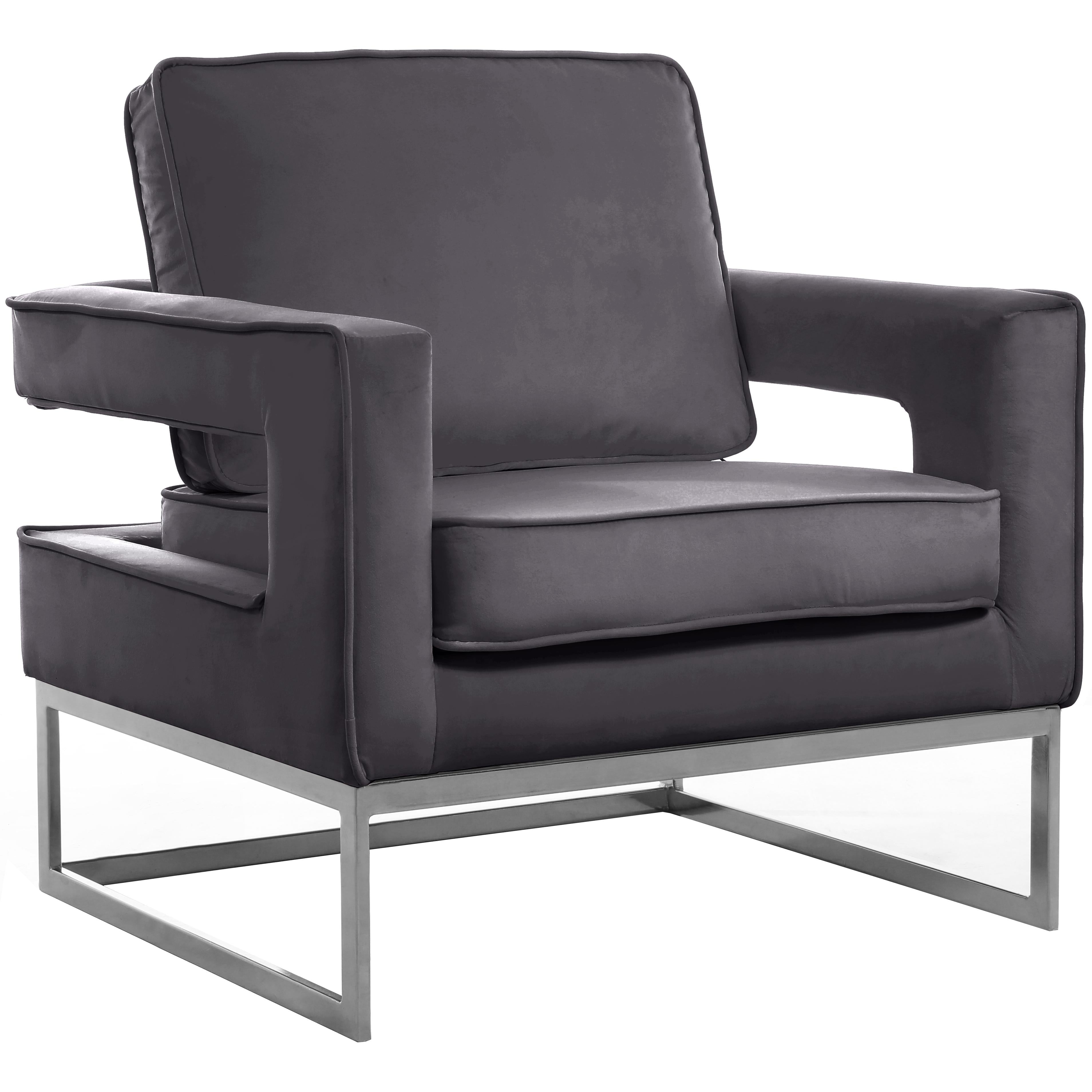 Meridian Noah Grey Velvet Accent Chair